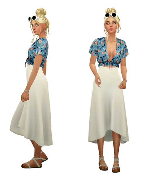 TS4 Beach Outfits Lookbook #4 Skin 1, 2 / Hair / Eyebrows / Eyes / NosemaskClothing - Top Marta To