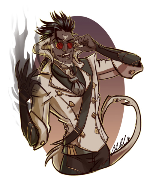 catbatart:Commission for @wyrmforge of @light-mode‘s Au Ra, Razad! (I hate Au Ra horns but I a