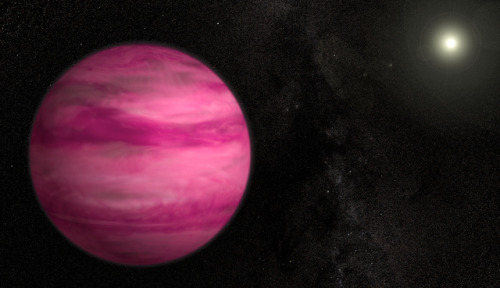 Glowing a dark magenta, the newly discovered exoplanet GJ 504b weighs in with about four times Jupit