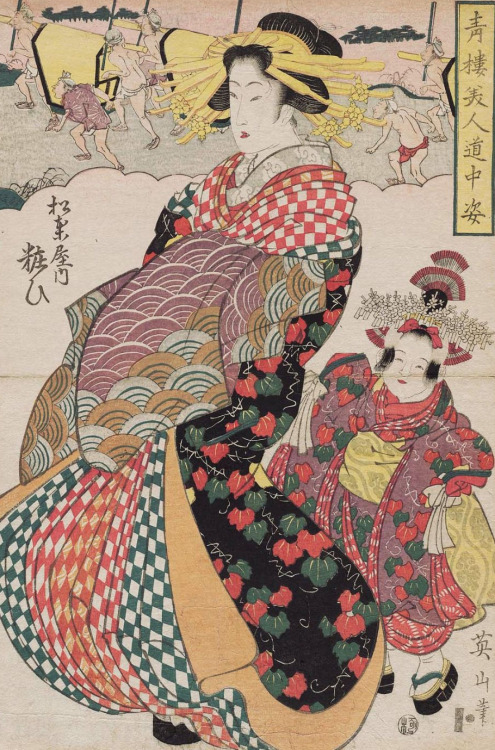 Yosooi of the Matsubaya.  Ukiyo-e woodblock print, early 1800’s, Japan, by artist Kikugawa Eizan.