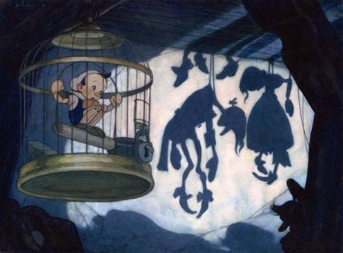 Concept art for Disney’s PINOCCHIO (1940) by Swedish-American illustrator, Gustaf Tenggren.