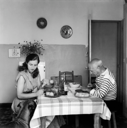 Pablo Picasso &amp; Françoise Gillot by Robert Doisneau, Vallauris, 1952