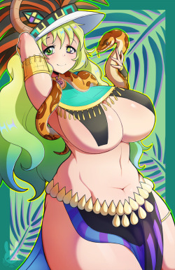 redrabbu:  March’s fanart pin up!Lucoa won the snake theme!Source file and topless version available on my [ patreon ]!