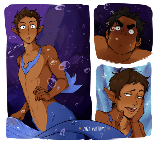 miyajimamizy:Felt like drawing a Merman and painting a background and ofcourse these dorky babiesIns