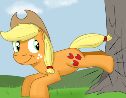 hoofclid:Ents emerge from the Everfree Forest from time to time to check on the nearby woods and trees. Fortunately they know Applejack is good to the trees, so they may forgive the occasional wayward apple-buck. x3