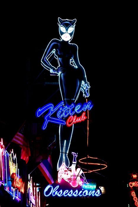 selinaminx: bubbakanoosh: neon I don’t know where this is, but I want to go… - Selina (Catwoman) Minx  Road trip!Apparently it is in Thailand. Kitten Club is all girls, whereas Obsessions is in the same location, but has ladyboys.http://enterthaiment.com/