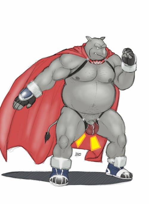 NSFW: I think this is enough with the updates for today. Have a big rhino in Build Tiger’s outfit thanks to the “ideal bara-kemono” site.