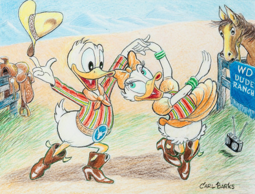 Dude Ranch Do-Si-Do!Pencil drawing by Carl Barks, dated 1997. I think it was made for a German Child