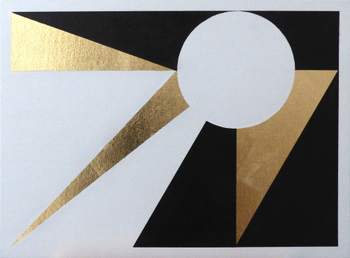 “Les Messages” Series - N°14, N°15, N°16. Ink, Gold Foil, Acrylic.