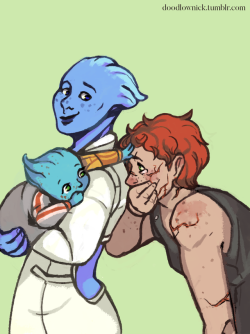 doodlownick: I started a new playthrough with a renegade Jane, romancing Liara, and damn if she wouldn’t bawl her eyes out at their baby, because she couldn’t have possibly contributed to creating something this innocent and  pure . Also, inspired