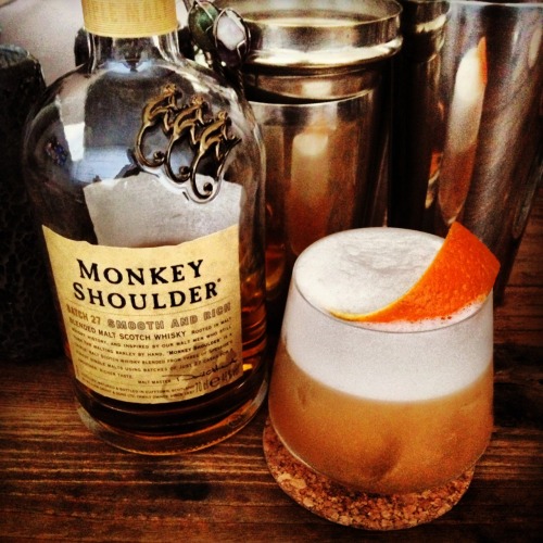 weglobal:Home made Monkey Shoulder Sour. Busy making cocktails for me and the lady! 