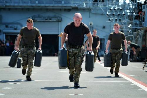 Sailors and Royal Marines conduct Battle Fitness The Royal Marines from HMS Bulwark were put through