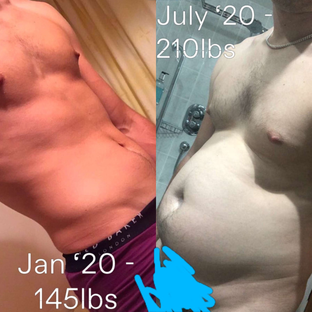 feedeeboi97-deactivated20210825:145lbs in Jan, to 210lbs in July.December - 260lbs.Do you notice any difference? 🤷🏼‍♂️