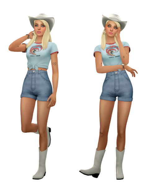 TS4 Country Girl Maxis Match LookbookSkin 1, 2 / Hair / Eyebrows / Eyes / Nosemask Clothing - To