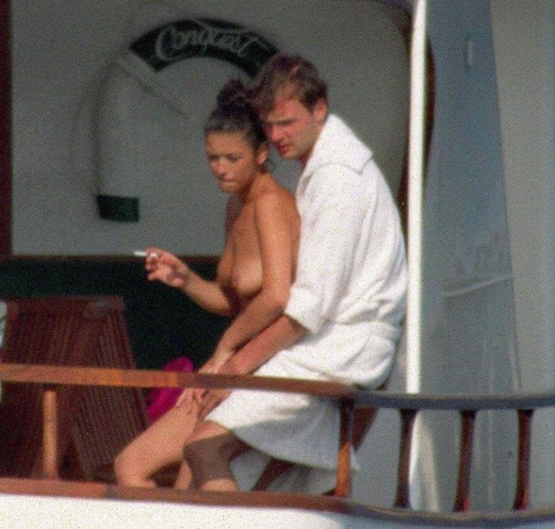 toplessbeachcelebs:  Catherine Zeta-Jones (Actress) topless on a yacht in the French Riviera (1992)