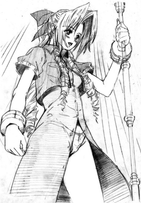 finalfantasyfanartz: Aerith Gainsborough (ecchi is strong with this one) xDMonochrome Sketch - 460-6