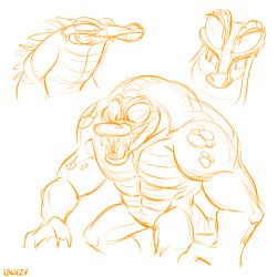 lawlzyart:  Some ripped gator dude and not-so-ripped