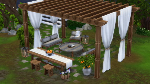 Preview of "Midsummer Eve", a The Sims 4 custom content set with patio items. Created by myshunosun.