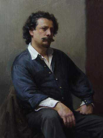 ANDY AMERAL Portrait of Nestor - ‘The Pugilist’ Oil on Wood Panel 40 cm x 30 cm