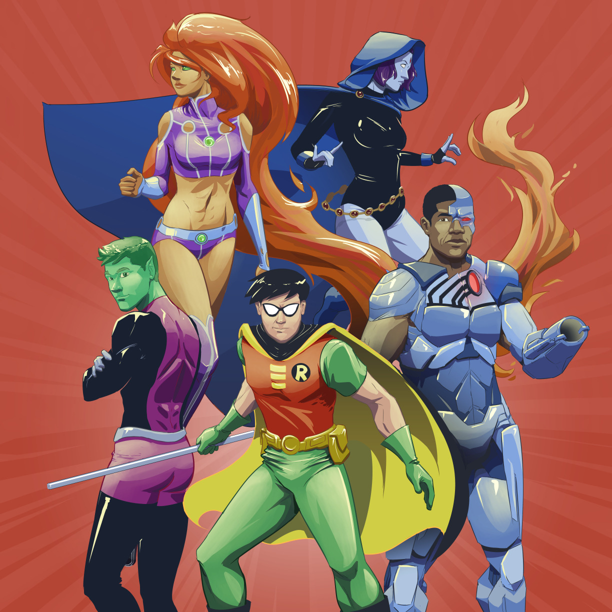 danielhookerart:  Teen Titans piece with process work. 