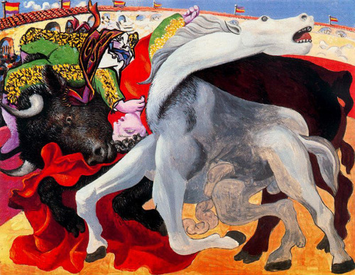 artist-picasso:  Bullfight, the death of
