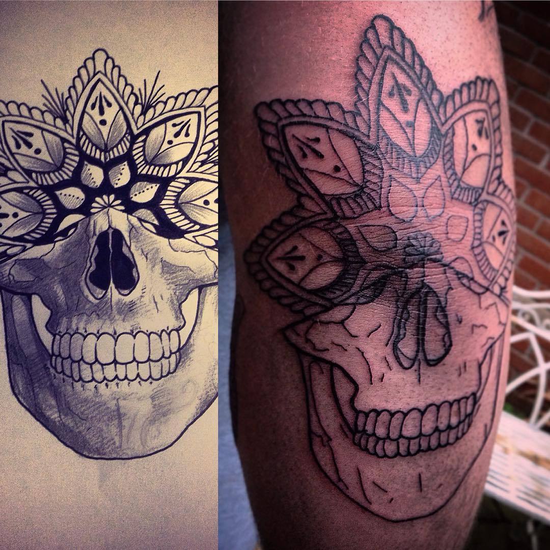 Super fun linework skull 3rdlayertattoo jeremymisery tattoo elbow   TikTok