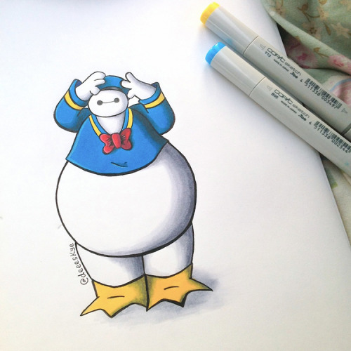 kungfu-mulutan:  Scotland-based, self-taught artist Demetria Skye has created an adorable series of illustrations that showcase Baymax, a healthcare-providing robot from the animated film Big Hero 6, dressed as other popular Disney characters. Baymax