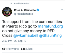 tashabilities: DO NOT GIVE MONEY TO THE RED CROSS.  www.mariafund.org goes directly to the front lines in Puerto Rico,   And http://www.topos.mx/ gets money into the right hands in Mexico.  