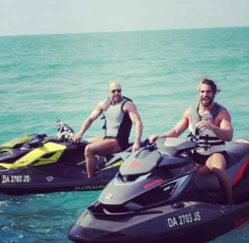 crazyaboutsethrollins:  Seth, Cesaro and Sami in Dubai jet skiing. Not my pics-credit to owner. 