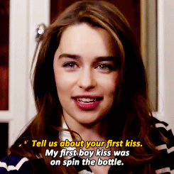 skikru:  rubyredwisp:Emilia Clarke tells us about her first kiss. (x)  ‘Boy kiss’
