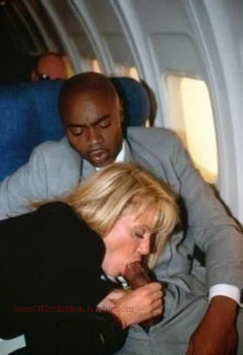 bestofexhibition:  Classy slutty giving a blowjob in the plane full of people!
