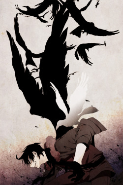 sweet-land-of-libertea:  Albino - crow!Alfred from 一時  source: pixiv 