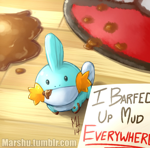 marshu:  Then there is this little bastard!I had a lot of fun doing this poke shaming of mudkip.