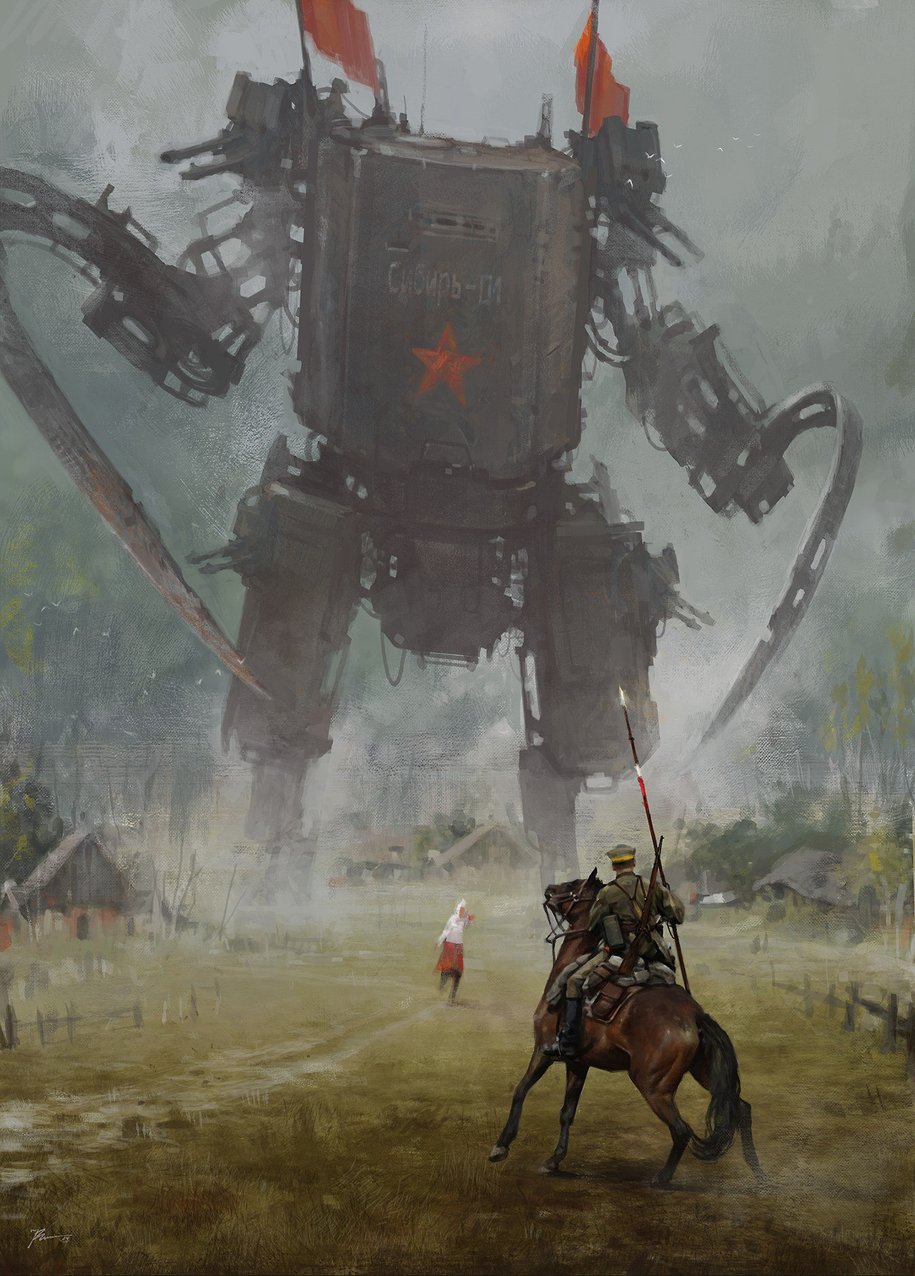 toocatsoriginals:  Jakub Rozalski - Sci-Fi Paintings of Russian Revolution-Era Mechs