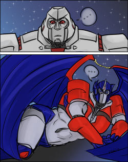 reddle-art:  So I saw a text post about “person A of you OTP is a god…” or some shit and really wanted to draw something for it.  …sooooo I drew both versions because I really like to think about both of them as gods. Optimus would be the god
