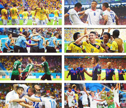  World Cup 2014: Round of 16 June 28 Brazil vs Chile Uruguay vs Colombia June 29