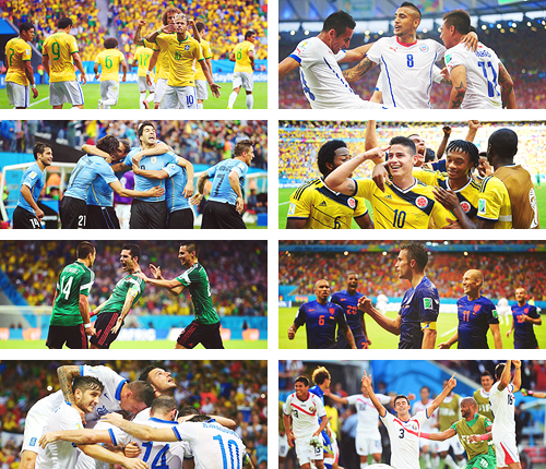  World Cup 2014: Round of 16 June 28 Brazil vs Chile Uruguay vs Colombia June 29 Mexico vs Netherlands Greece vs Costa Rica June 30 France vs Nigeria Germany vs Algeria July 1  Argentina vs Switzerland  USA vs Belgium 