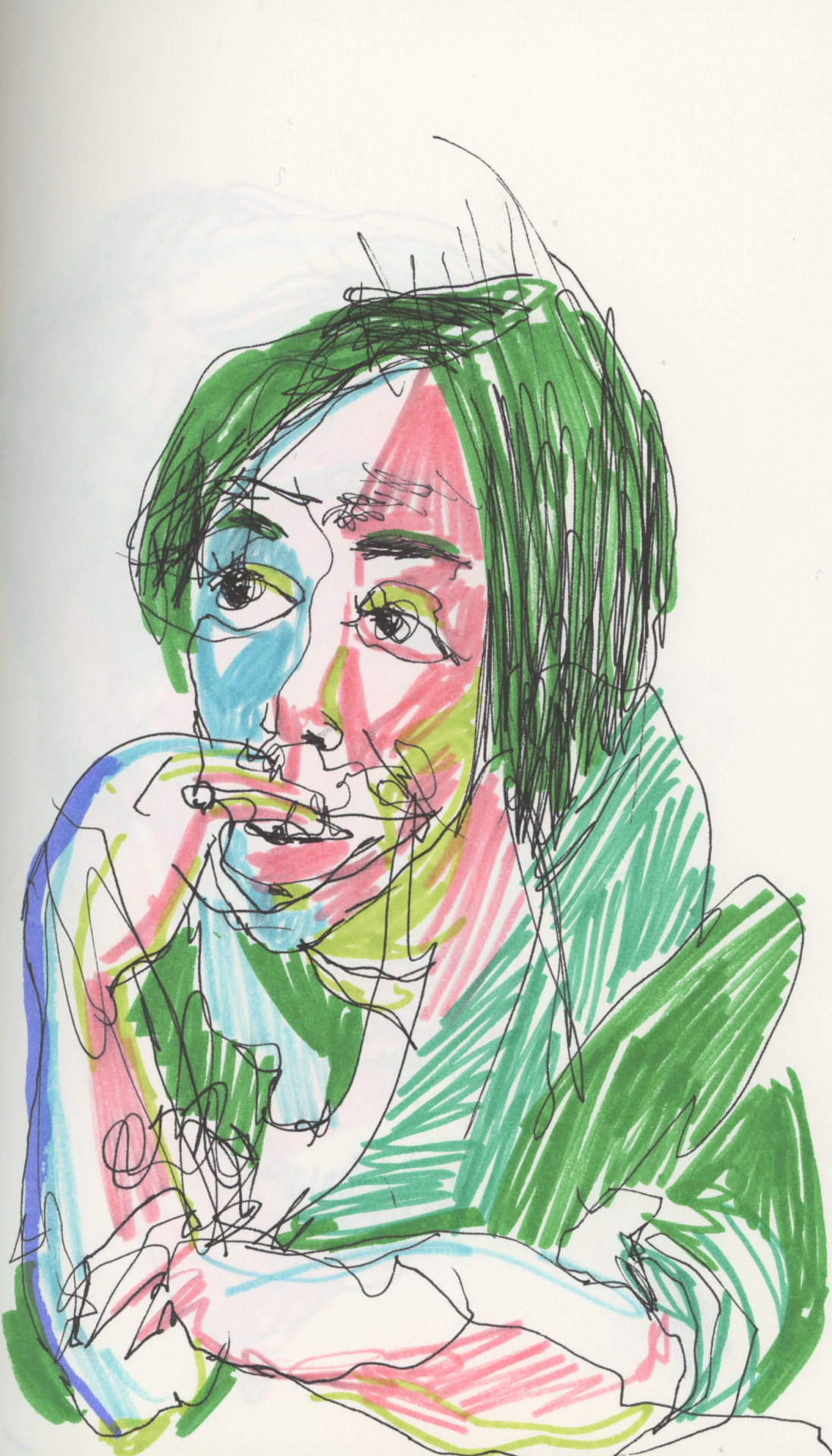 kinkysketch:  Flattering blind left handed renditions of Dan and Nicole. They are