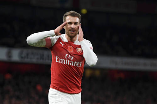 picturesofthearsenal: Aaron Ramsey of Arsenal reacts during the Premier League match between Arsenal