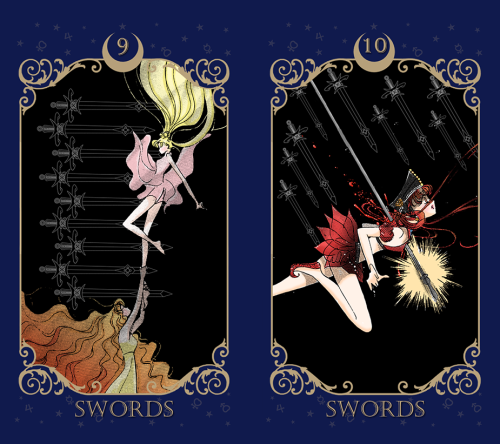 solitarysetsuna:Sailor Moon Tarot - Suit of Swords 1-10