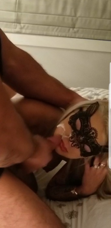 mylittlehotwife:  A couple screen shots from a video she just made sucking dick, licking balls and taking a facial in her new Fox Mask .   Add her Snapchat: Filthylilvixen