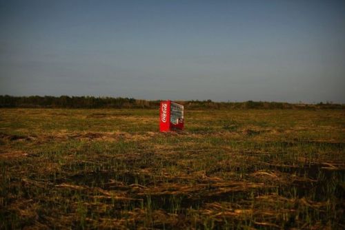 abandonedandurbex:A vending machine, brought inland by the catastrophic 2011 tsunami, in an abandone