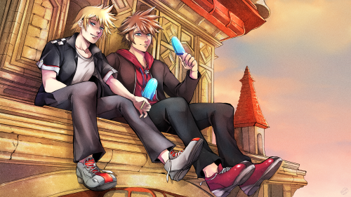 Commission for a girl and her fanfiction!Sora &amp; Roxas from Kingdom hearts