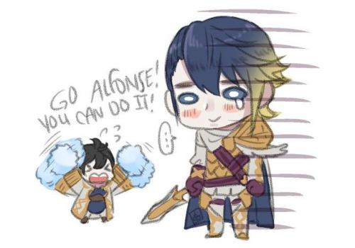 krazehkai:I drew these during the FE:Heroes gauntlet battle where Alfonse was losing to Chrom. Poor 