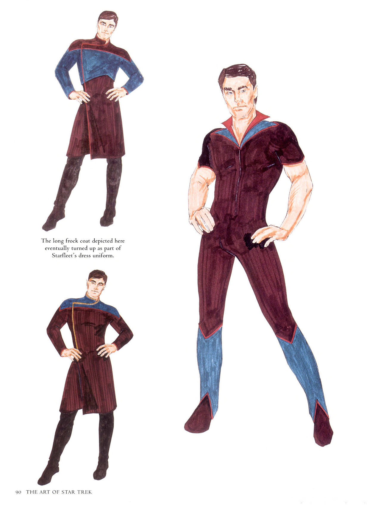 stra-tek:If you don’t know, you should know: These are William Ware Theiss’ original uniform designs for Star Trek: The Next Generation (The Art of Star Trek by Judith and Garfield Reeves-Stevens, 1997)