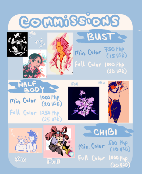 [COMMISSIONS OPEN]Hi ! I will be opening comms for the first time hh  For inquiries, you may send me