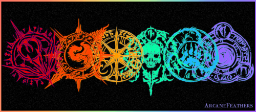 Made some colorful alts for my Redbubble shop, now as a group image and single class glyphs. They re