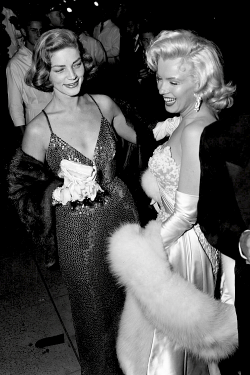 bellecs:  Lauren Bacall and Marilyn Monroe at the How to Marry a Millionaire premier, 1953. 