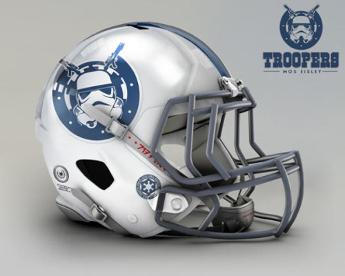 ‘Star Wars’ fan art project by John Raya.(via Geek Meets Sports: NFL Helmets Given A ‘Star Wars’ Mak