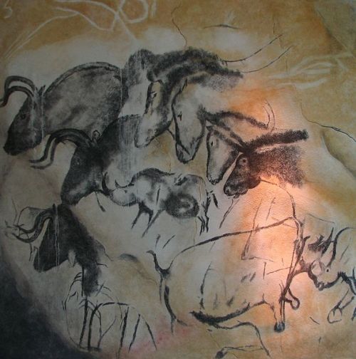 Replicas of paintings in the Chauvet Cave (France).  They date backaround 31,000 years, from the Aur